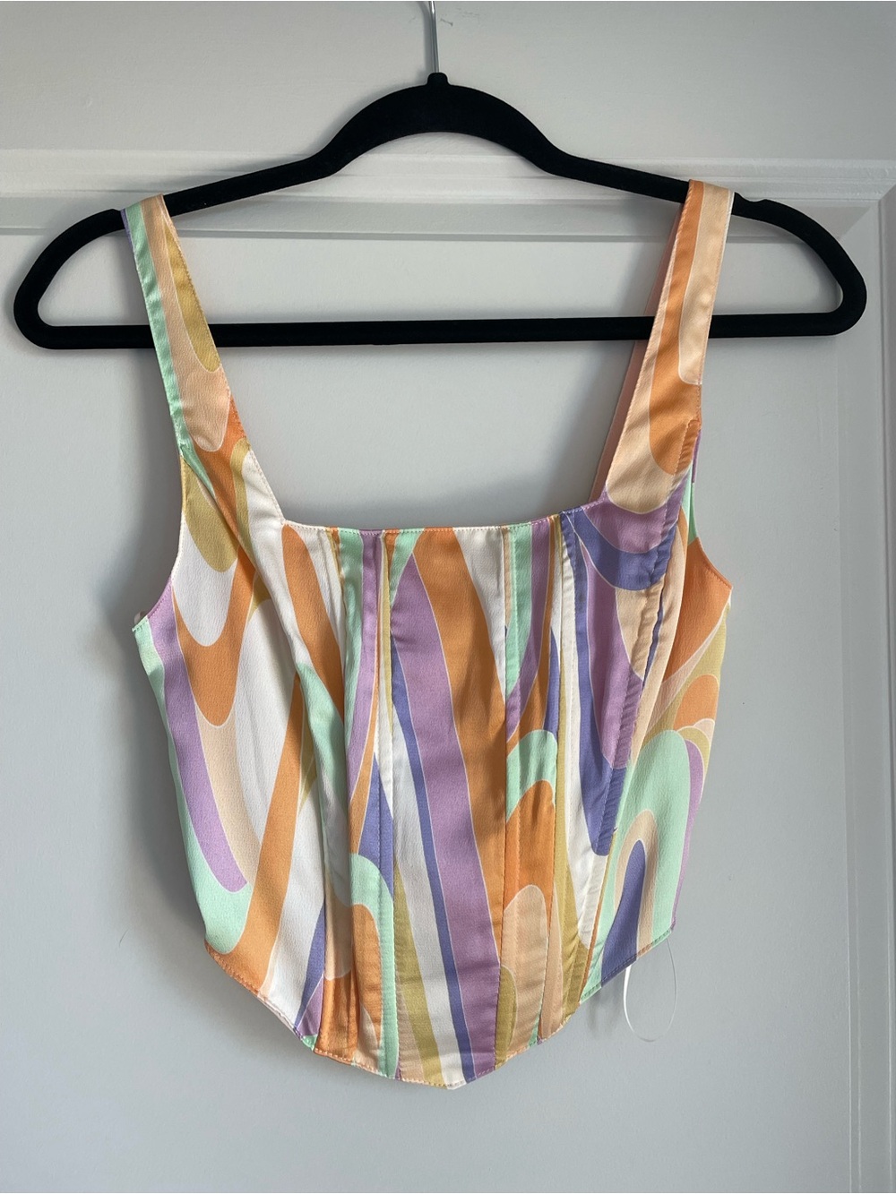 Pastel Wave Printed Corset Top - Multi